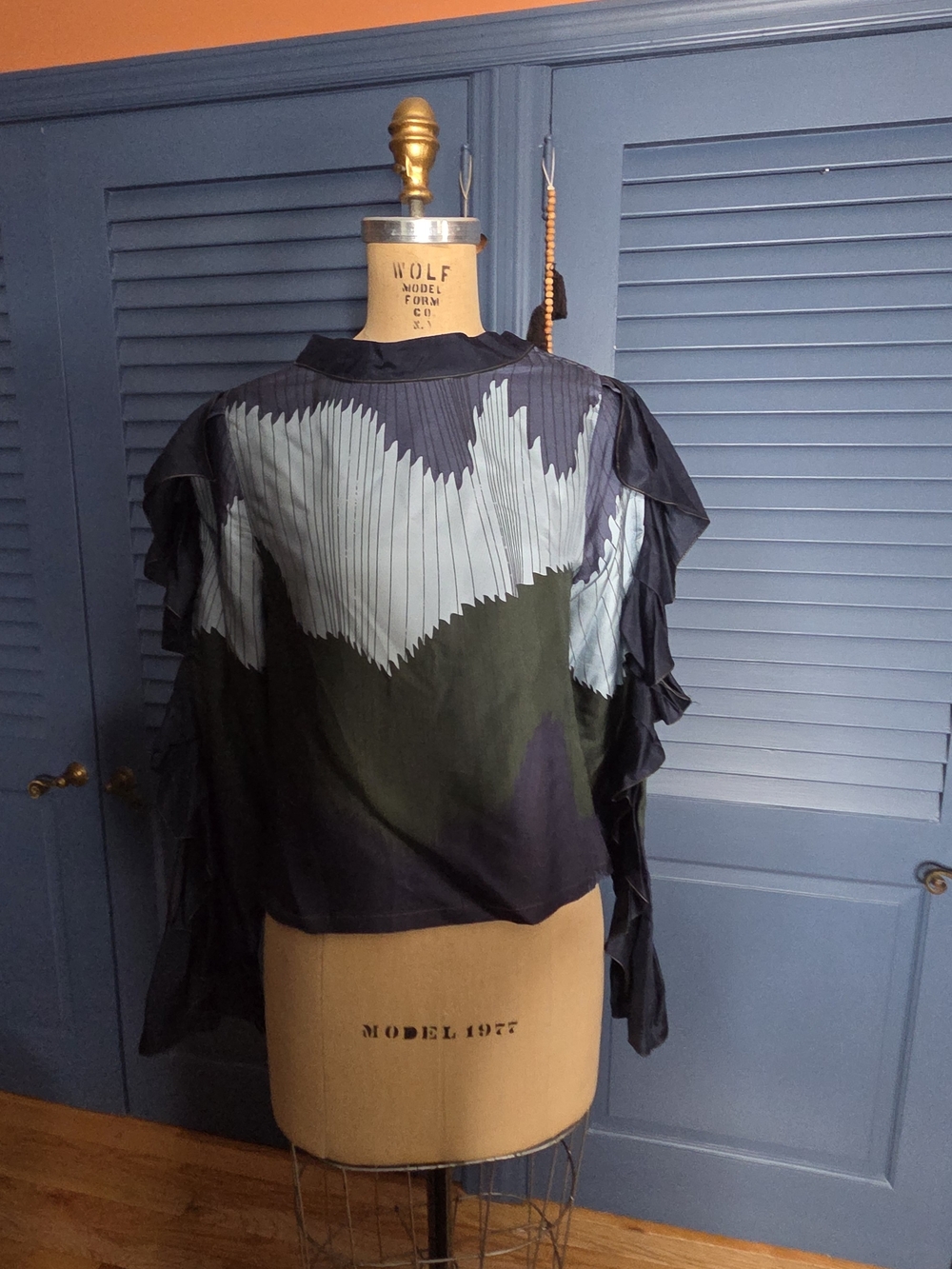 Katharine Kidd Silk Asymmetrical Ruffled Blouse Mock Neck - Size 6